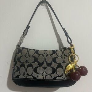 Coach Black and Grey y2k Demi Pochette Canvas Leather No. 6094